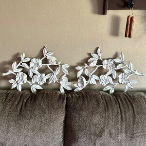 Vintage Syroco Floral Wall Plaques Set of 2 Cottage MCM Hollywood Regency 4564